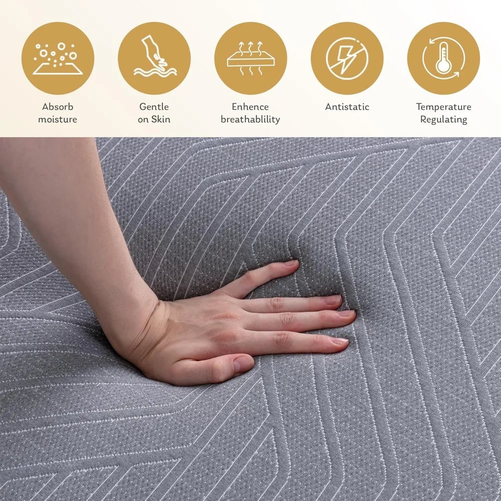 14 Inch Queen Mattress, Copper Gel Memory Foam Mattress, Therapeutic Mattress in a Box, Fiberglass Free Medium Mattress