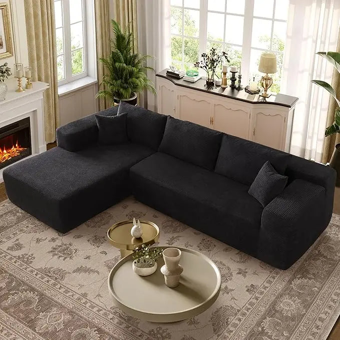 Modular Sectional Sofa Couch,L-Shape Upholstered Cloud Couch,Modern Minimalist Couches for Living Room Sherpa/Left Facing Chaise