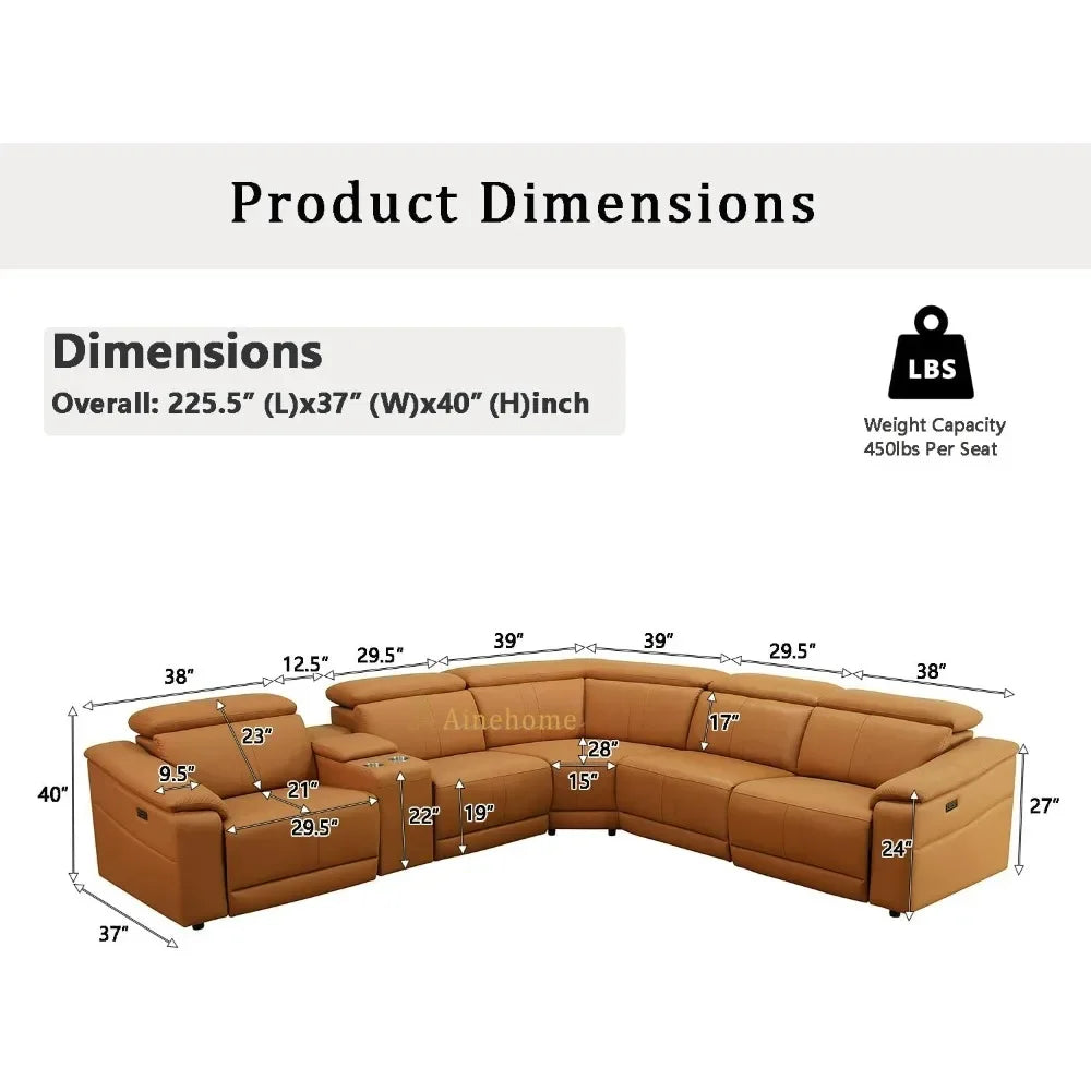 Sectional Sofa Couch for Living Room, Recliner Sofa Set, Reclining Corner Sectional Sofa Set with Storage Console Living Room