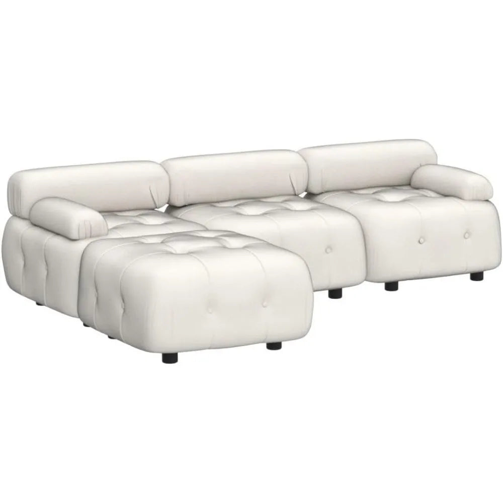Modular Sectional Sofa,93"Green Velvet Sectional Cloud Couches for Living Room,Modern L-Shaped Sofa for Bedroom Apartment Office