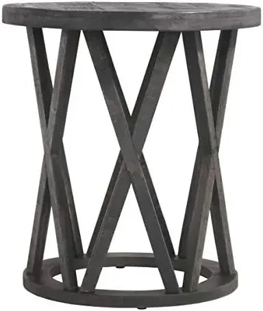 Rustic Round End Table Made of Solid Pine Wood, Gray with Weathered Finish Small coffee table Table top Small end table Tea tabl