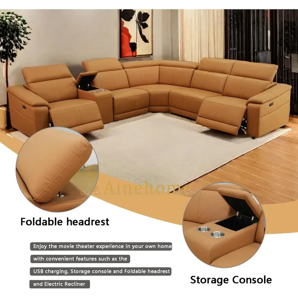 Sectional Sofa Couch for Living Room, Recliner Sofa Set, Reclining Corner Sectional Sofa Set with Storage Console Living Room