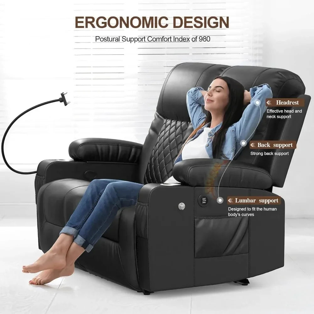 Loveseat Recliner Sofa, 2 Seater Reclining Loveseat Sofa, PU Leather Recliner Loveseat Couch, Modern Recliner Chair for Living