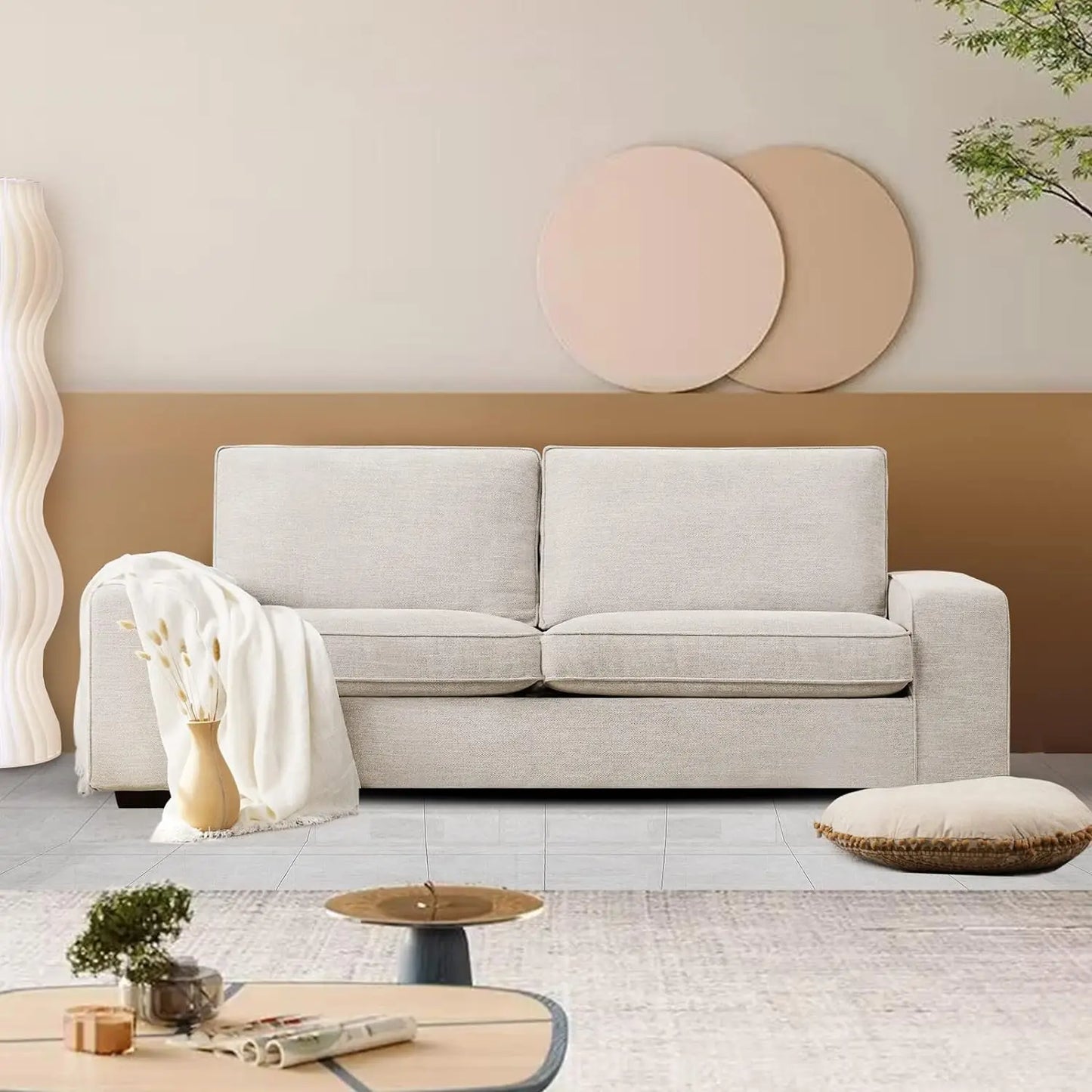 Couches for Living Room, Modern Chenille Couches and Sofas Living Room Furniture with Metal, Removable Cushion/Easy to Install