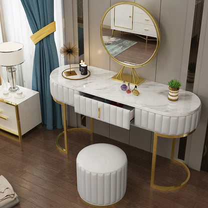 Dressing Table Marble Top steel legs console table with mirror for bedroom furniture