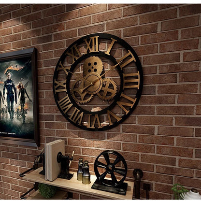 Retro Gear living room Wall Clock