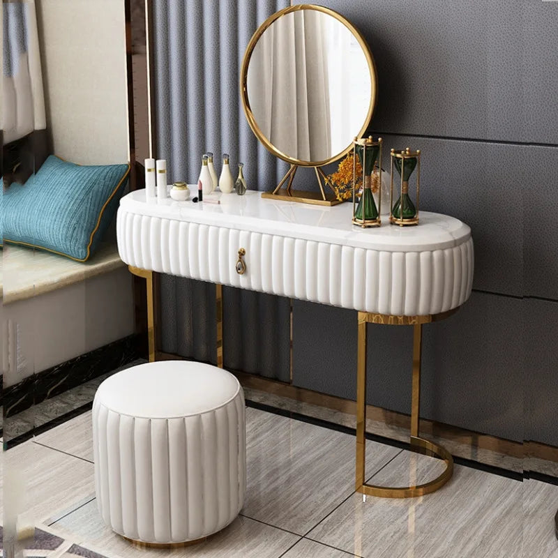 Dressing Table Marble Top steel legs console table with mirror for bedroom furniture