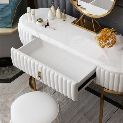 Dressing Table Marble Top steel legs console table with mirror for bedroom furniture