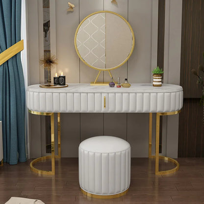 Dressing Table Marble Top steel legs console table with mirror for bedroom furniture