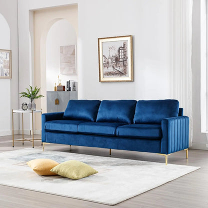 Sofa and Loveseat Set 2 Piece, Comfy Velvet Tufted Couch and Loveseat Sets Living Room Furniture Sets with Gold Leg