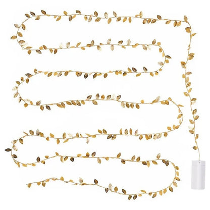 2M 20LED Golden Leaves Fairy Lights - Wedding & Party Decoration