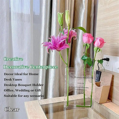 Creative Book Flower Vase  Acrylic Flower Vase Plant Vases Decorative Modern Decorative Bottles For Wedding Gift Home Decor