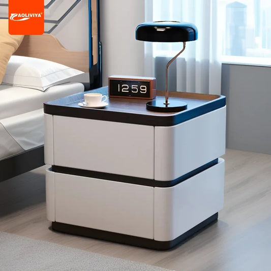 AOLIVIYA Modern Wooden Simple Bedside Storage Cabinet A2 Stylish Nordic Bedroom Shelf Small Creative Bedside Cabinet