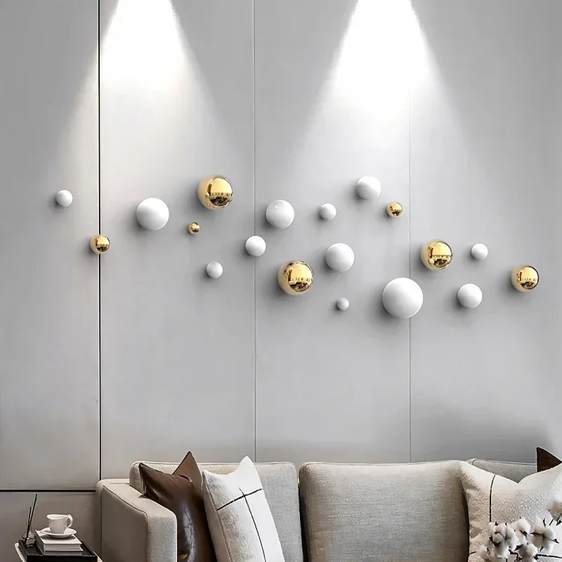 Nordic Resin Ball Wall Decor – Living Room & Commercial Space