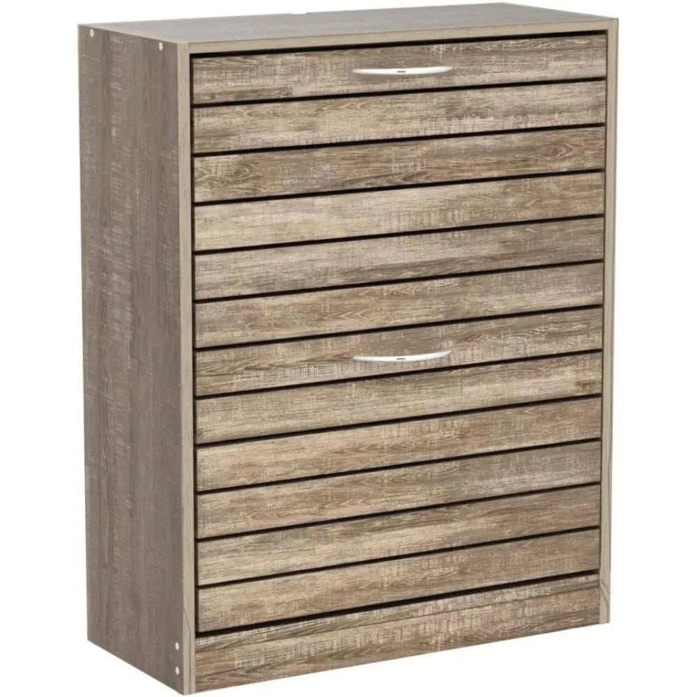 Shoe Storage Cabinet with 2 Flip Drawers for Entryway, Modern, Freestanding Rack Organizer (22.4”W x 9.4”D x 29.5”H)