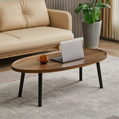 Wooden Coffee Table,Industrial Nesting Tables Oval Coffee Table Tea Table Modern Sofa Table End Tables Apartment Coffee (32")