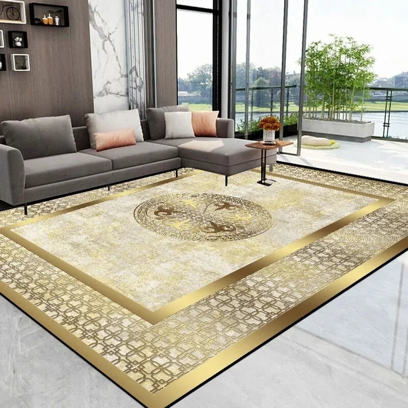 Modern Luxury Golden carpet for living room Abstract Decoration Large Carpets Coffee Table Side Rug Rooms Decor Mat tapis salon