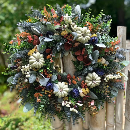 Artificial Eucalyptus & Pumpkin Fall Wreath for Door