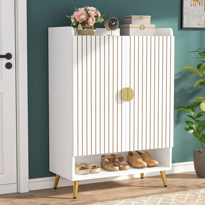 ShoeCabinet with Doors,7-Tier Shoe Storage Cabinet with Adjustable Shelves,Wooden Shoes Rack Shoefor Entryway,Closet,Living Room