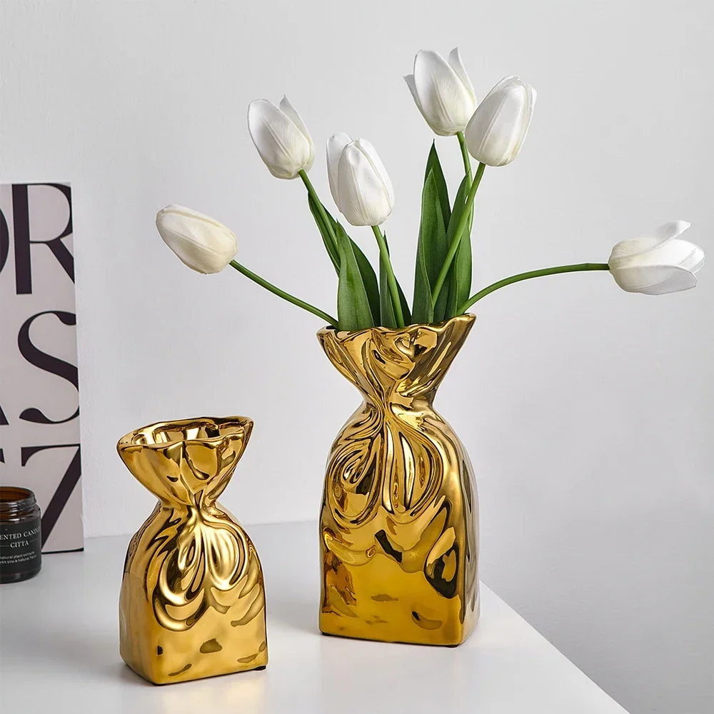 Modern Electroplated Ceramic Vase – Trendy Home & Office Decor