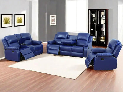 Sofa Set Living Room Furniture Reclining Couch Set with Cup Holders/Storage Console/Drop Down Table Fabric Recliner Sofa Set