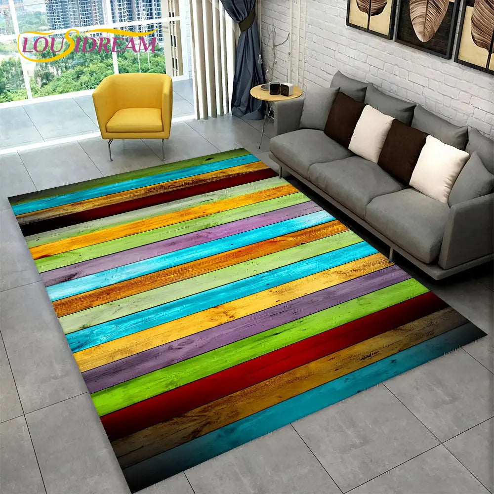 3D Wood Grain Retro Area Rug Large, Carpet Rug for Living Room, Kids Bedroom, Sofa, Decor