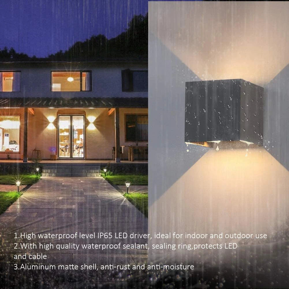 12W LED Wall Lamp Outdoor Waterproof Up And Down Luminous Lighting For Living Room Bedroom Garden Decor Wall Light AC90-260V