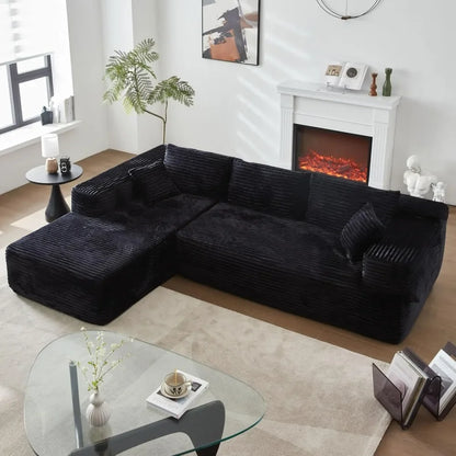 Sofas Living Room Sofa No Assembly Required (Black Left Facing Chaise) Deep Seat Sectionals Couch Plush Corduroy Sofy Do Salon