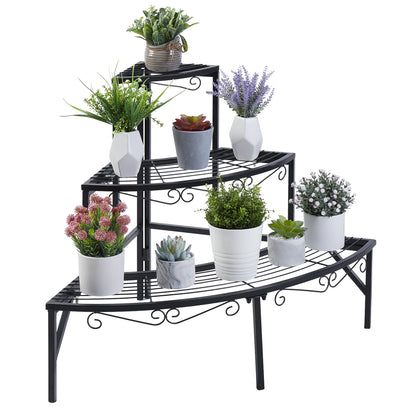 3 Tier Ladder Corner Plant Shelves Garden Flower Display Rack Shelf