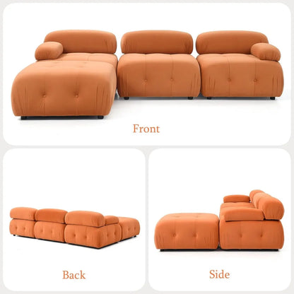 Modular Sectional Sofa,93"Green Velvet Sectional Cloud Couches for Living Room,Modern L-Shaped Sofa for Bedroom Apartment Office
