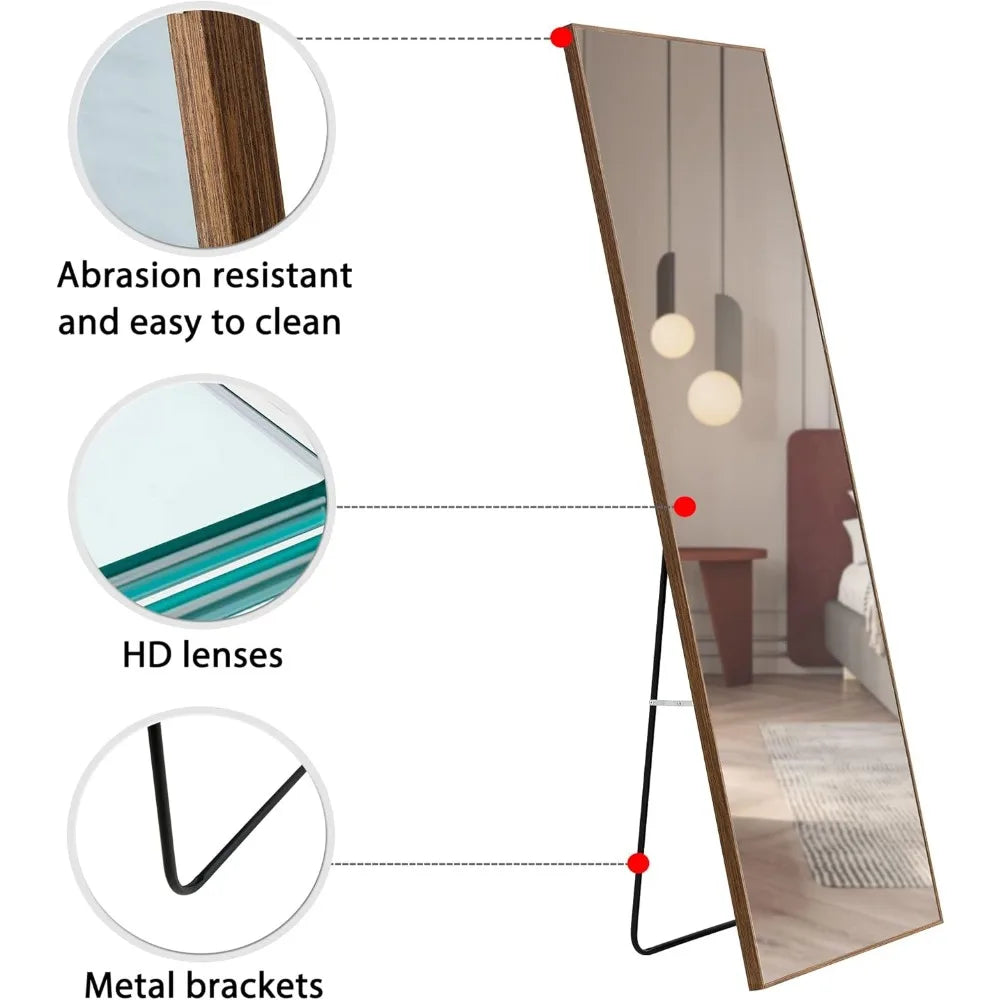 Full-Length Mirror with Stand Solid Wood Frame