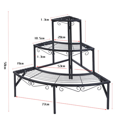 3 Tier Ladder Corner Plant Shelves Garden Flower Display Rack Shelf