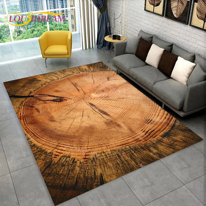 3D Wood Grain Retro Area Rug Large, Carpet Rug for Living Room, Kids Bedroom, Sofa, Decor