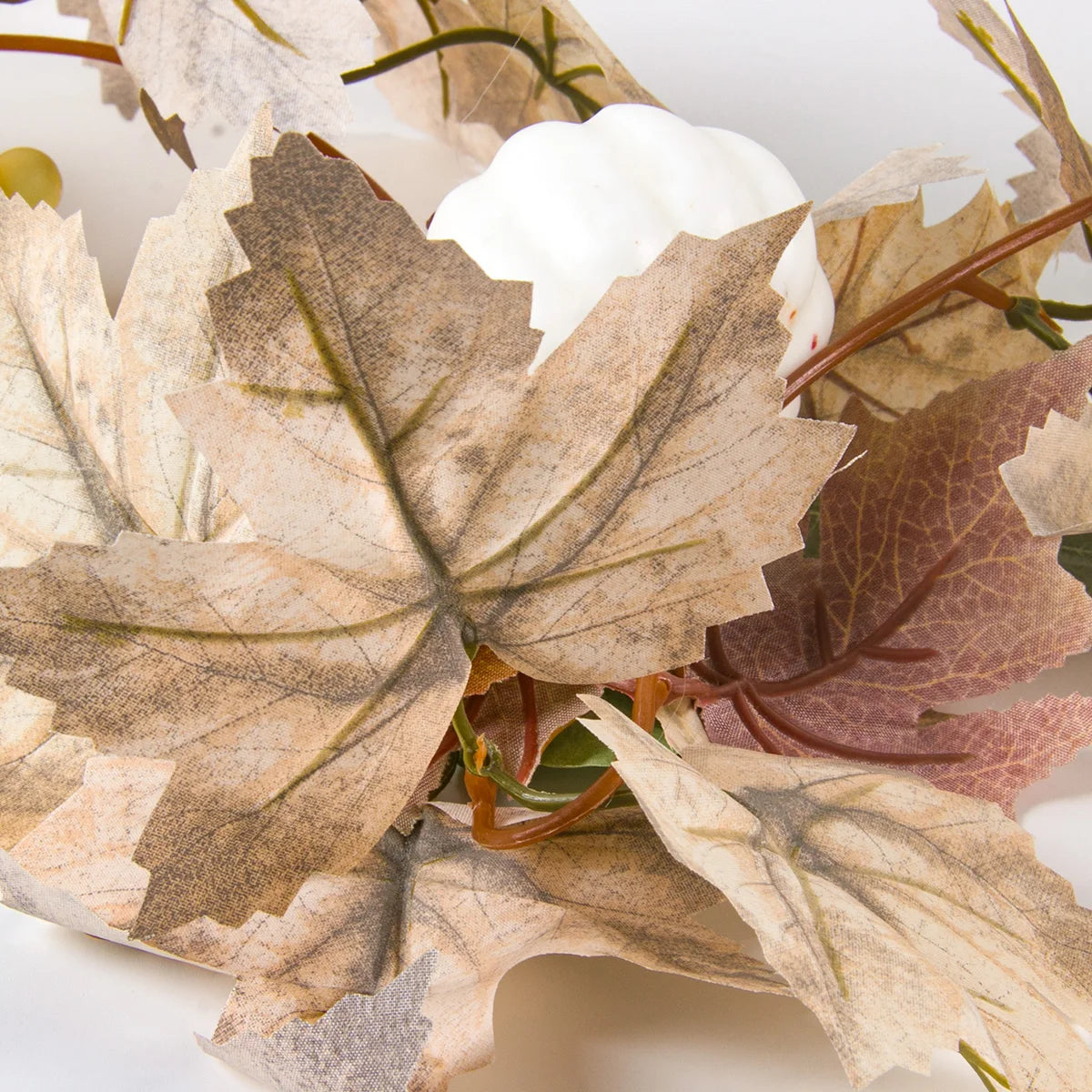 Fall Garland with Maple Leaves, Pumpkins and Berries for Home Decor