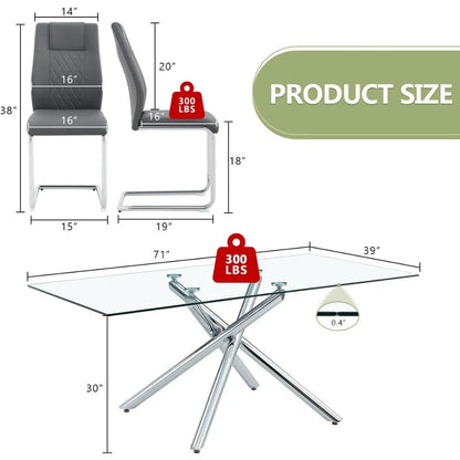 Dining Table Set for 8, Counter Height Dining Table Set, 9 Piece Dining Room Table Set for Kitchen and Living Room Furniture