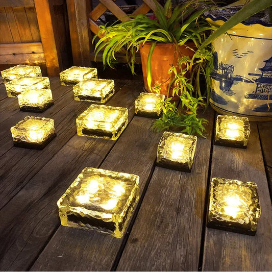 4-LED Solar Ice Brick Lamp - Garden & Pathway Light