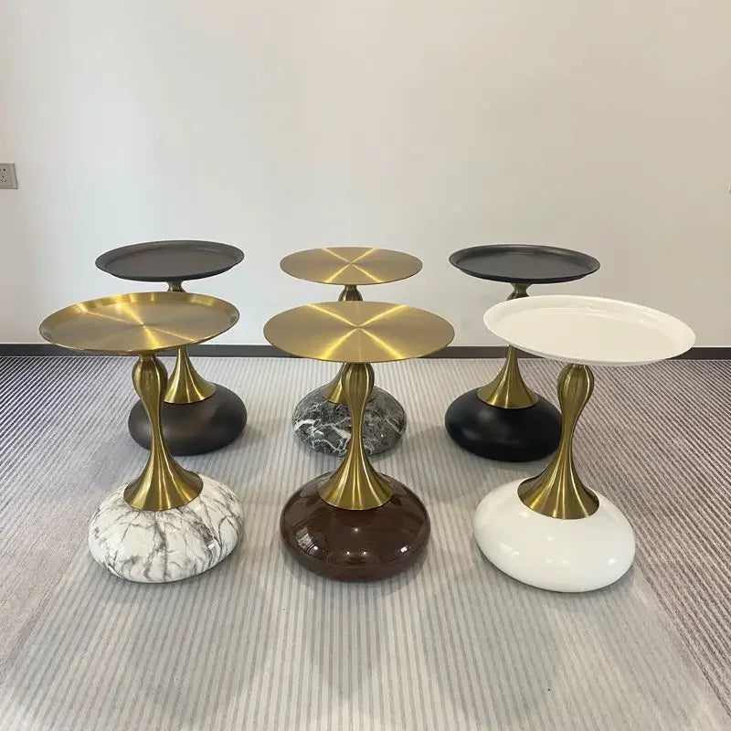 Italian Luxury Small Side Table Living Room Sofa Corner Coffee Tables Round Bedside Mesa Metal Tables Furniture Decoration Mesas