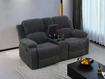 Sofa Set Living Room Furniture Reclining Couch Set with Cup Holders/Storage Console/Drop Down Table Fabric Recliner Sofa Set