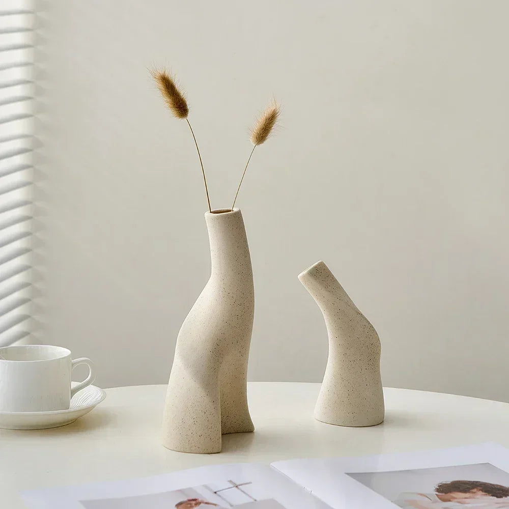 Modern Irregular Ceramic Vase – Frosted Design