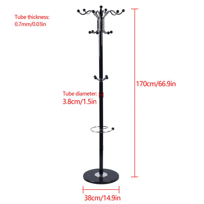 Metal Coat Tree Coat Racks with 16 Hooks Hat Jacket Stand Tree Holder Hanger Rack Marble Base