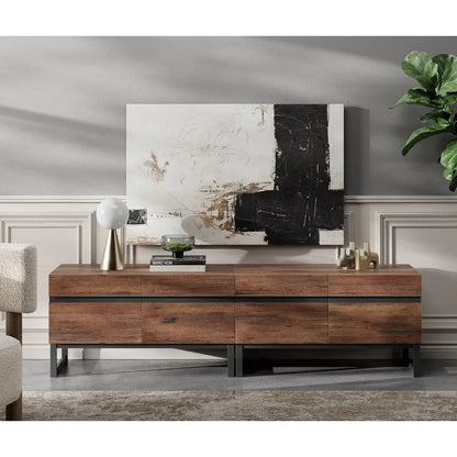 Modern TV Stand for TVs up to 110 inch, 3 in 1 Entertainment Center TV Console with Storage Cabinets and Metal Base