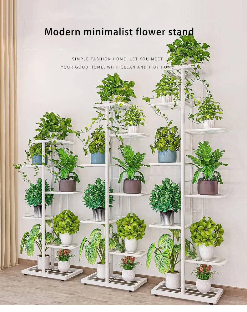 Plant Shelves Iron Potted Flower Plant Stand Rack Multiple Flower Pot Holder Shelf Indoor Outdoor Planter Display Organizer