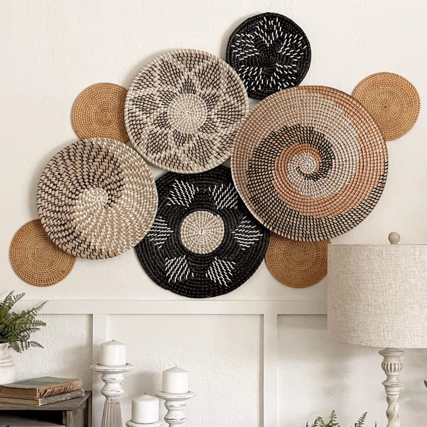 9PCS Boho Rattan Wall Decor Set