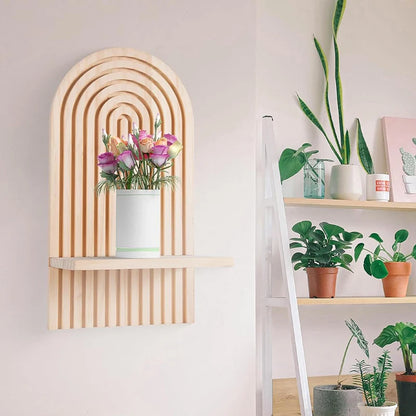 Pine Boho Wall-Mounted Bookshelf