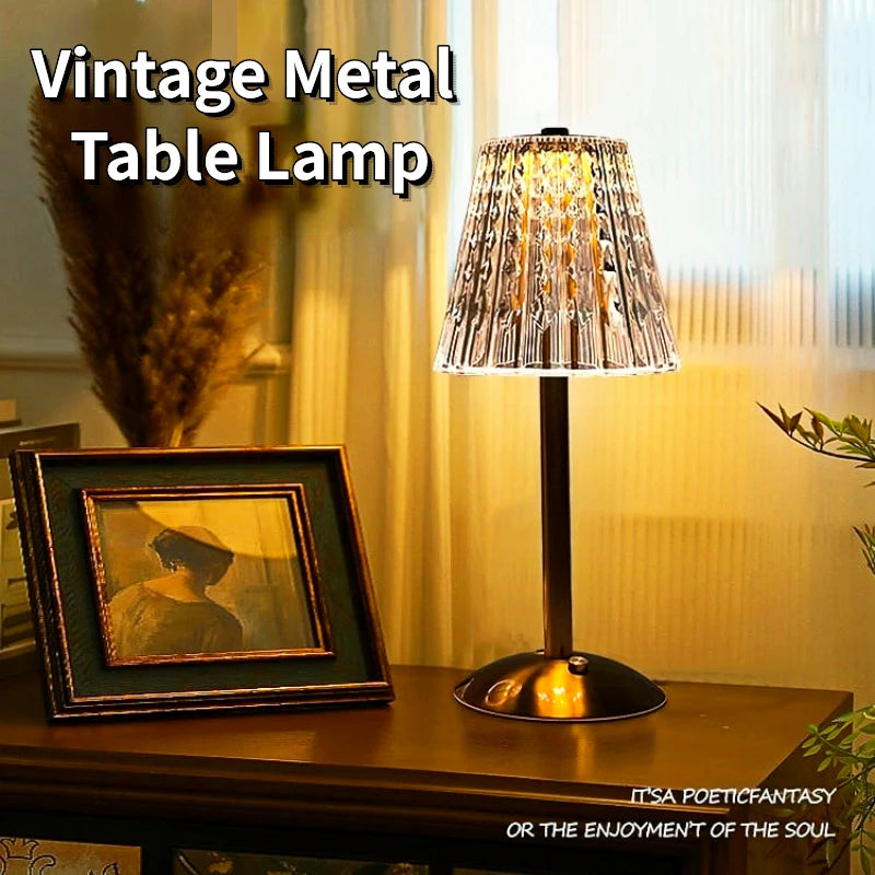 Rechargeable Crystal Diamond Touch Table Lamp