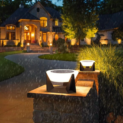 Remote-Controlled LED Solar Column Lamp - Waterproof, Dimmable