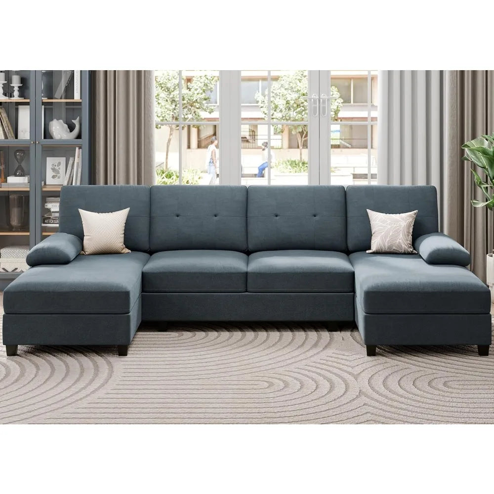 Sectional Sofa Couches for Living Room, U Shaped Couch Sofas Living Room Furniture Sets Clearance with Double Chaises