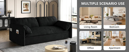 63.8" Queen Pull Out Sofa Bed, Velvet Convertible Sleeper Sofa Couch with Side Storage, Comfy Loveseat Bed Pull Out Couch