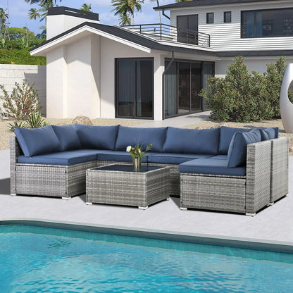 Modular Patio Furniture Set - Wicker Outdoor Sectional Sofa