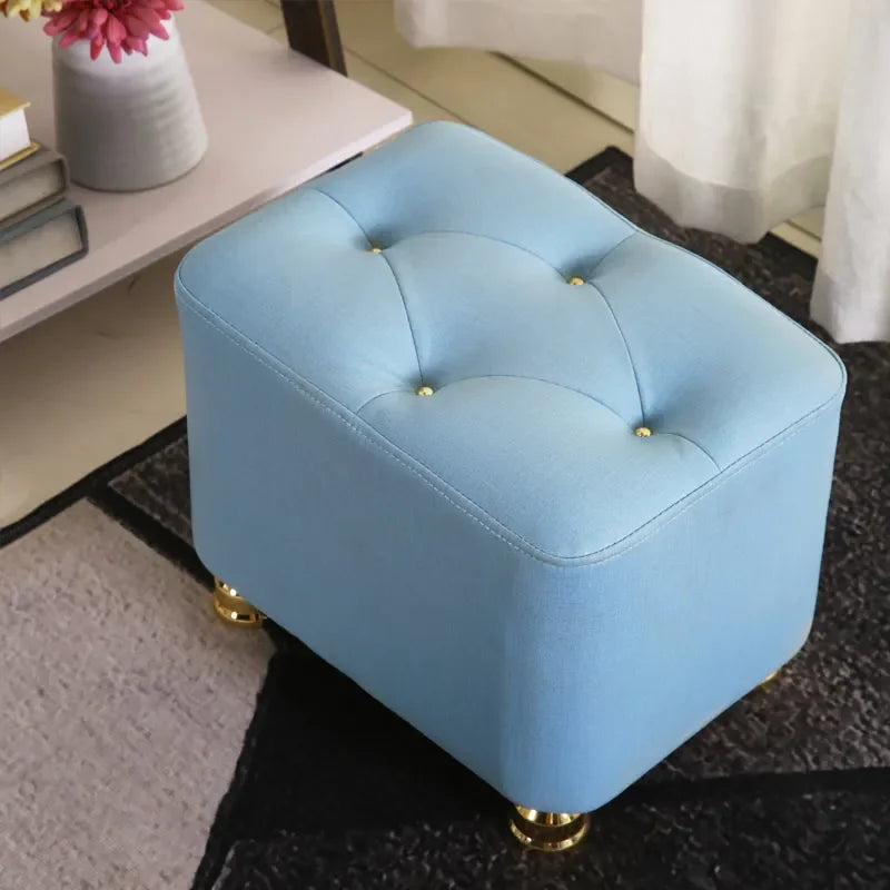 Nordic Tech Cloth Stool Household Coffee Table Stool Solid Wood Low Shoe Changing Stools Living Room Sofa Stools Square Ottomans